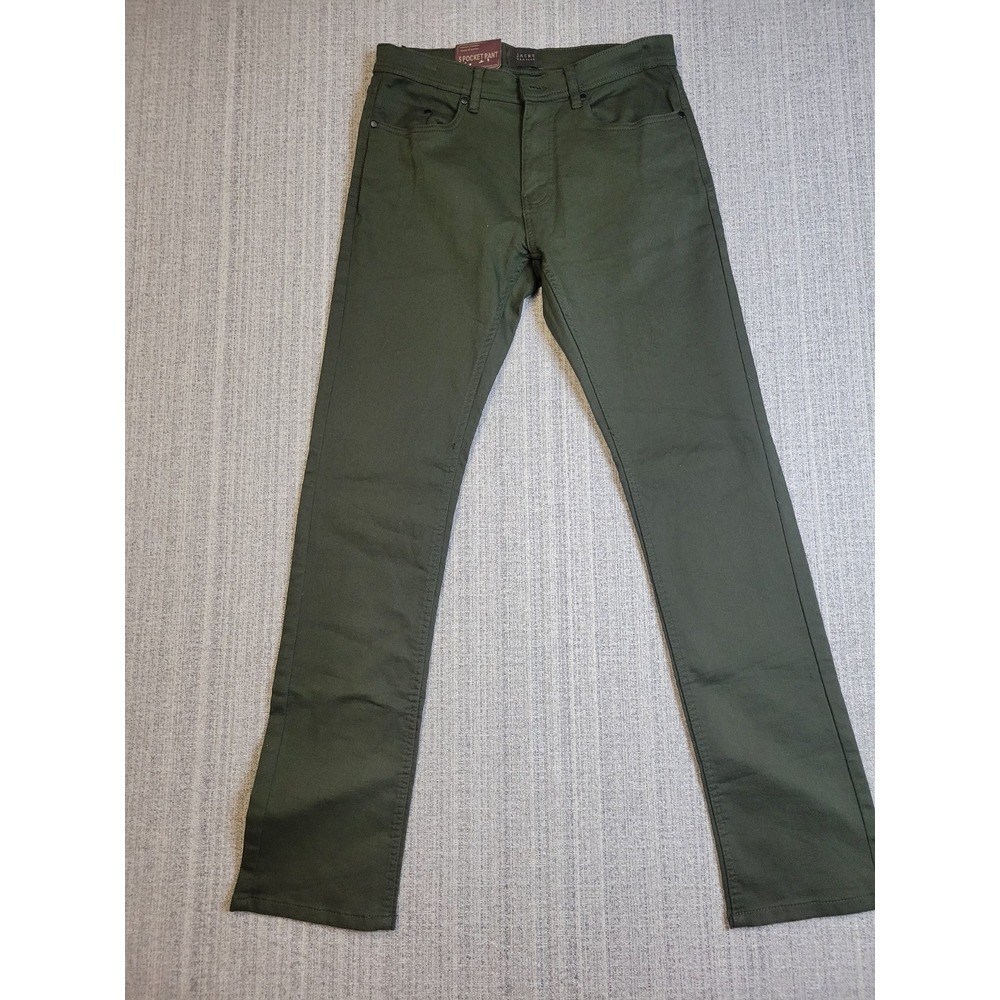 Jachs New York Men's Straight Fit Mid-Rise‎ Stretch 5 Pocket Pants 32x34 Green